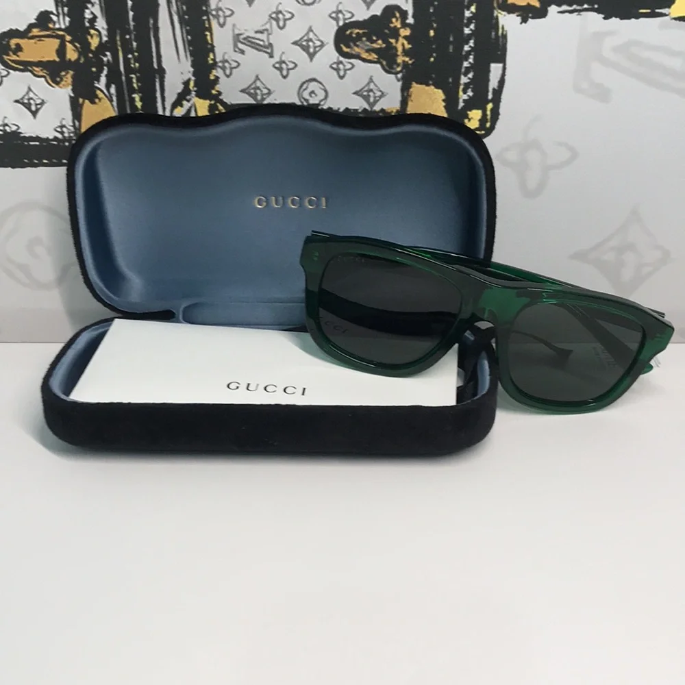 ✨ Brand New Gucci GG1316S 004 Sunglasses – Transparent Green with Green Lenses ✨